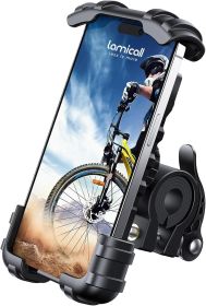 Bike Phone Holder, Motorcycle Mount - Motorcycle Phone Holder, Handlebar Cell Phone Clamp, Scooter Phone Clip Gifts for iPhone 17 Air Pro Max