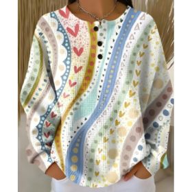 Round Neck Waffle Solid Color Pullover Loose Top (Option: Colorful-S)