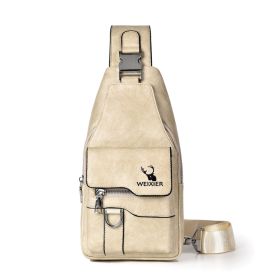 Chest Bag Men's Retro Easy Matching Large Capacity Waterproof (Option: Beige)