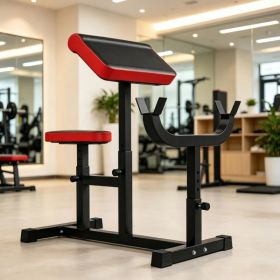 265 LBS Black Preacher Curl Bench, Adjustable Seated Arm Isolation Station for Barbell Dumbbell Bicep Strength Training (Option: Default Title)
