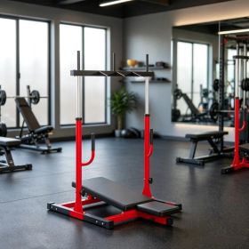 Heavy-Duty Red Vertical Leg Press Machine with Adjustable Leg, Back & Head Positions, 1" Standard Plate Compatible Strength Training Equipment (Option: Default Title)