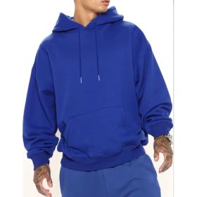 Men's Solid Color Hooded Jumper (Option: Blue-S)