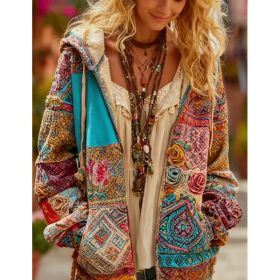 Ladies' Printed Hooded Zip-Up Jacket (Option: Style3-M)
