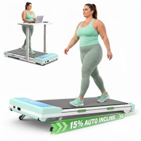 Walking Pad Treadmill  Auto Incline ,Under Desk Treadmill (Option: Green)