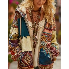 Ladies' Printed Hooded Zip-Up Jacket (Option: Style5-XL)