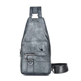 Chest Bag Men's Retro Easy Matching Large Capacity Waterproof (Option: Gray)
