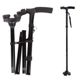 Foldable Retractable LED Walking Cane Stick Adjustable Travel Cane Trekking Pole (Option: A)