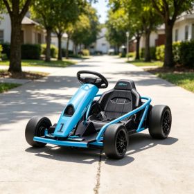 Blue 24V High-Speed Electric Drift Go Kart: Kids Ride-On Racing Vehicle with 2 Speeds for 8-12 Years Old (Option: Default Title)