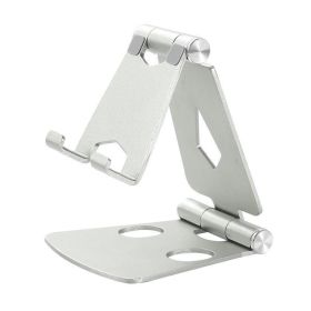 Multiple Color Aluminum Alloy Double Folding Mobile Phone Tablet Holder (Color: Silver)