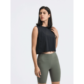 JupiterGear Round-Neck Cropped Tank (Color: Black, size: 6)
