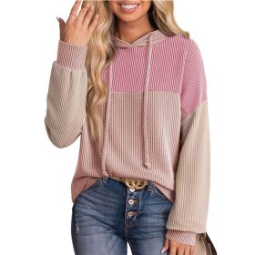 New-style Color-block Long-sleeve Hoodie With A Loose Fit (Option: Pink-S)