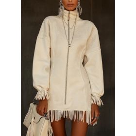Women's Casual Tassel Zipper Sweatshirt Dress (Option: 1style-S)