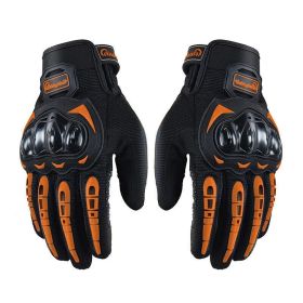 Racing Motorcycle Motorbike Motocross Riding Dirt Bike Full Finger Sports Gloves (Option: Orange-M)
