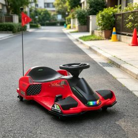 Red 12V Electric Drift Go Kart: Kids Ride On Vehicle with Soft Start, Music Function & Colorful Lights (Option: Default Title)