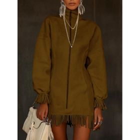 Women's Casual Tassel Zipper Sweatshirt Dress (Option: 3style-S)