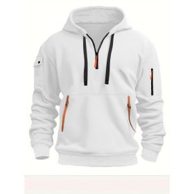 Dropped Shoulder Hooded Sweatshirt Men's Women's Plus Size Loose Pullover Fashion Sweatshirt (Option: White-5XL-1pcs)