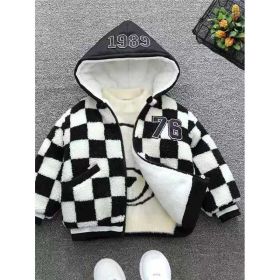 Versatile Fashion Trend Warm Jacket Clothing (Option: Black and white-XL)