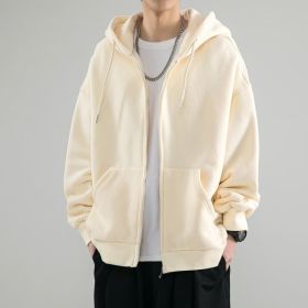 Men's Fashionable Loose All-match Zipper Cardigan Sweater Coat (Option: Apricot-M)