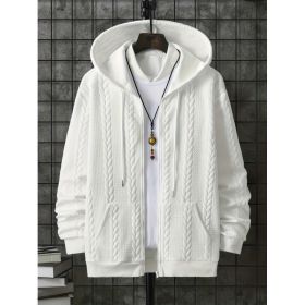 Men's Plus-sized Casual Hooded Sweater (Option: White-4XL)