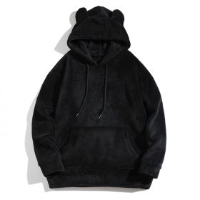 Men's Casual Cool Fashion Sweater Coral Fleece Jacket (Option: Black-L)