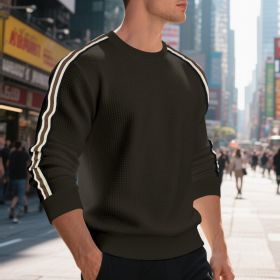 Casual Men's Loose Round Neck Sweater Thin (Option: Brown-XXXL)