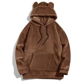 Men's Casual Cool Fashion Sweater Coral Fleece Jacket (Option: Camel-L)